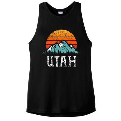 Vintage Utah Accessories Distressed 80s Mountains Retro Utah Ladies PosiCharge Tri-Blend Wicking Tank