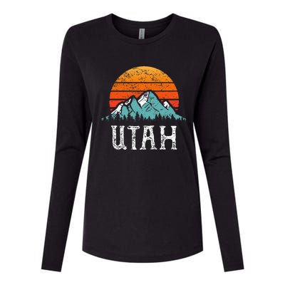 Vintage Utah Accessories Distressed 80s Mountains Retro Utah Womens Cotton Relaxed Long Sleeve T-Shirt