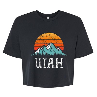 Vintage Utah Accessories Distressed 80s Mountains Retro Utah Bella+Canvas Jersey Crop Tee