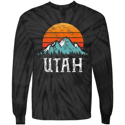 Vintage Utah Accessories Distressed 80s Mountains Retro Utah Tie-Dye Long Sleeve Shirt