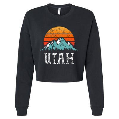 Vintage Utah Accessories Distressed 80s Mountains Retro Utah Cropped Pullover Crew