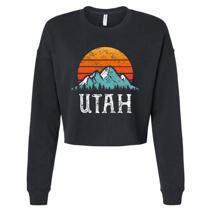 Vintage Utah Accessories Distressed 80s Mountains Retro Utah Cropped Pullover Crew