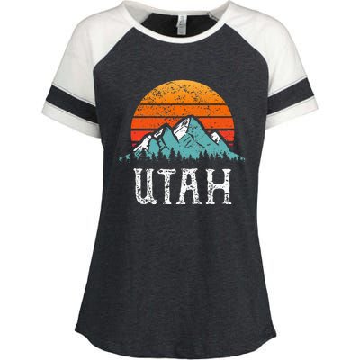 Vintage Utah Accessories Distressed 80s Mountains Retro Utah Enza Ladies Jersey Colorblock Tee