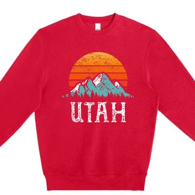 Vintage Utah Accessories Distressed 80s Mountains Retro Utah Premium Crewneck Sweatshirt