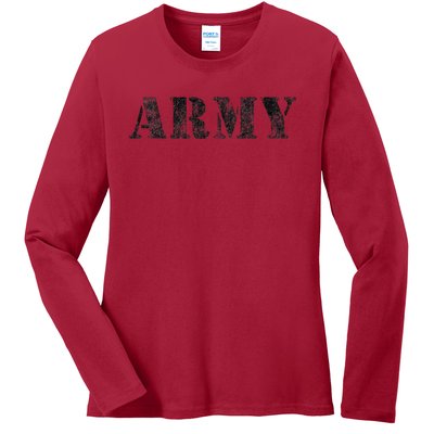 Vintage USA Army Military RED Friday Remember Retro Ladies Long Sleeve Shirt