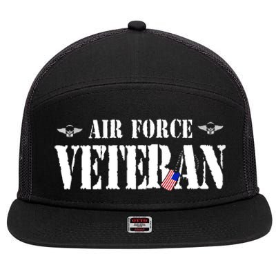 Veteran US Air Force American Flag Veterans 7 Panel Mesh Trucker Snapback Hat