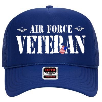 Veteran US Air Force American Flag Veterans High Crown Mesh Back Trucker Hat