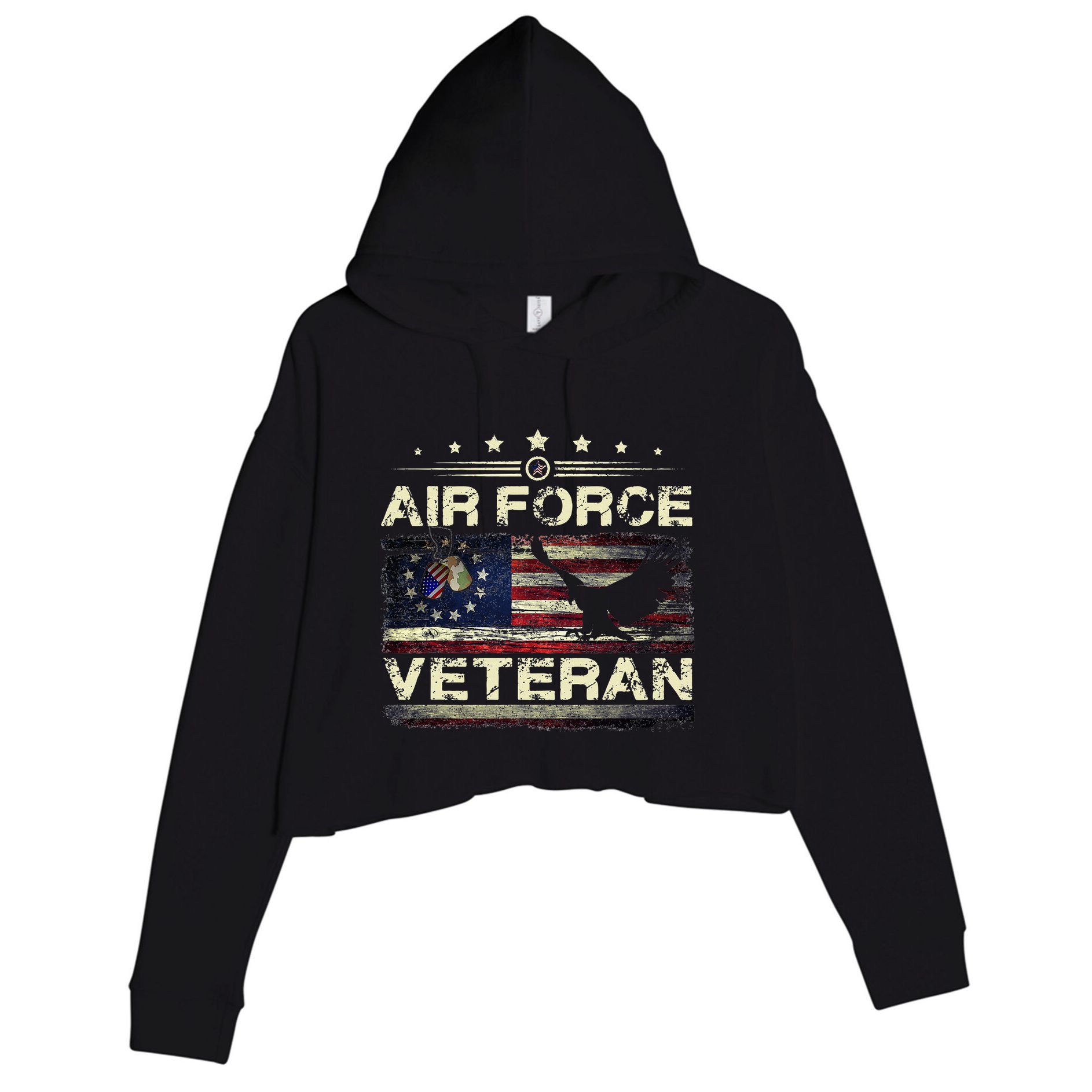 Veteran U.S A.Ir Force American Betsy Ross Flag Crop Fleece Hoodie