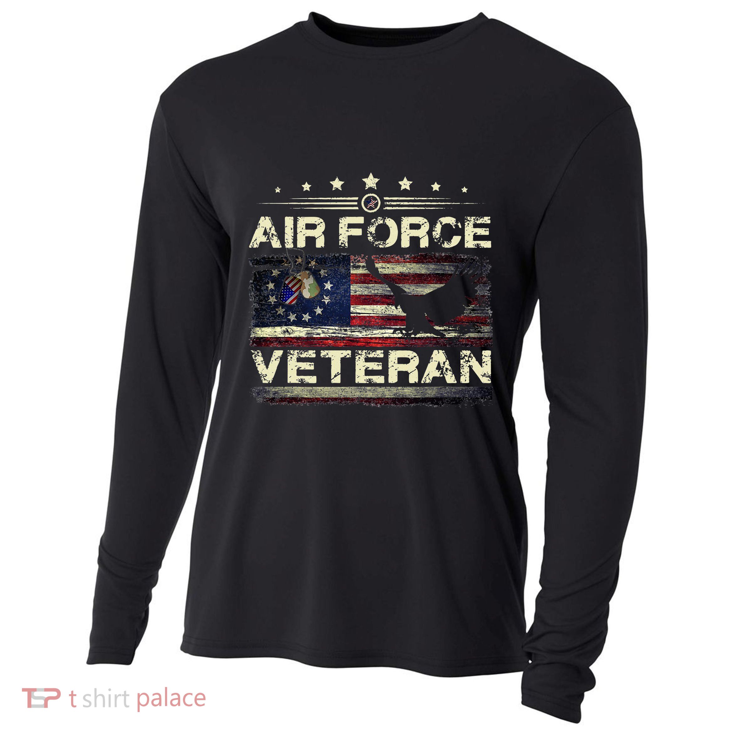 Veteran U.S A.Ir Force American Betsy Ross Flag Cooling Performance Long Sleeve Crew