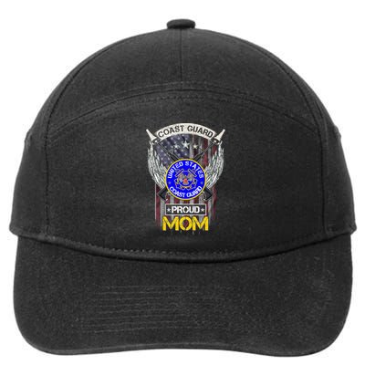 Vintage Usa American Flag Us Coast Guard Proud Veteran Mom Cute Gift 7-Panel Snapback Hat