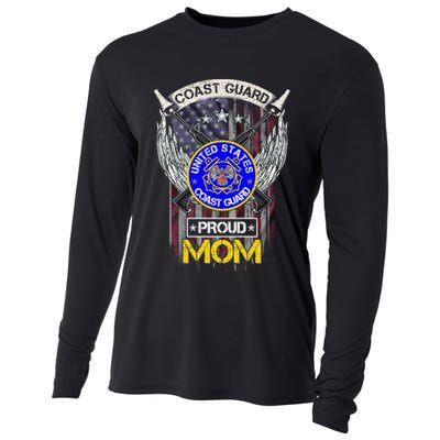 Vintage Usa American Flag Us Coast Guard Proud Veteran Mom Cute Gift Cooling Performance Long Sleeve Crew