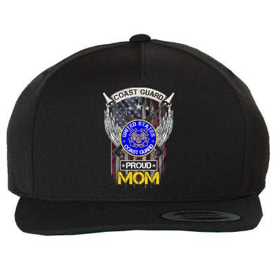 Vintage Usa American Flag Us Coast Guard Proud Veteran Mom Cute Gift Wool Snapback Cap