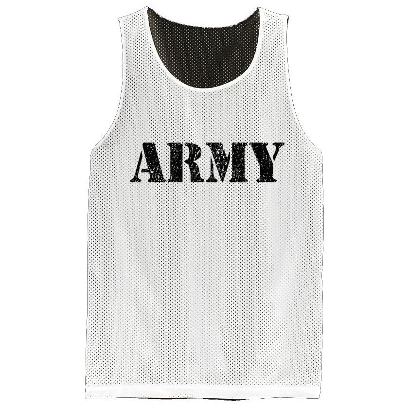Vintage Usa Army I Military Green Mesh Reversible Basketball Jersey Tank