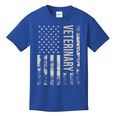 Vintage Us American Flag Veterinary Cute Gift Kids T-Shirt