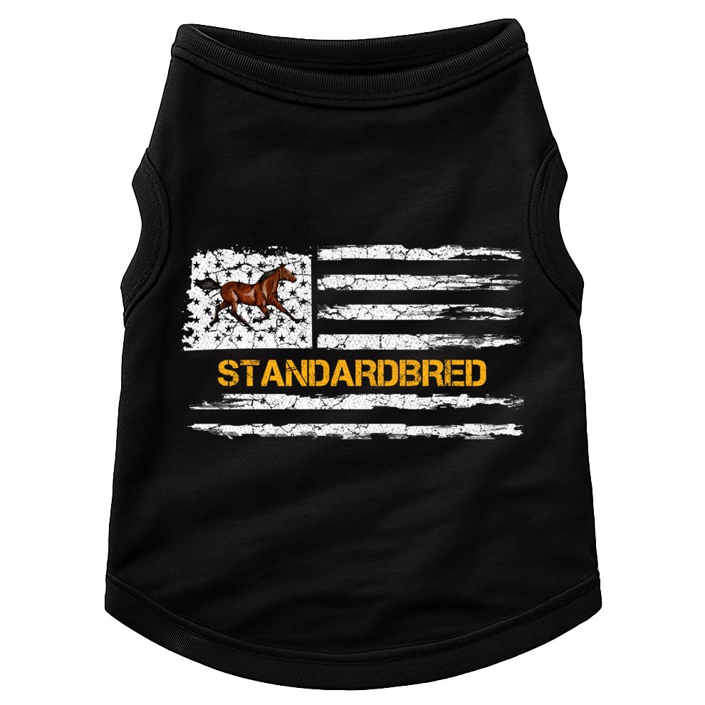 Vintage Usa American Flag Standardbred Horse Riding Lover Cool Gift Doggie Tank