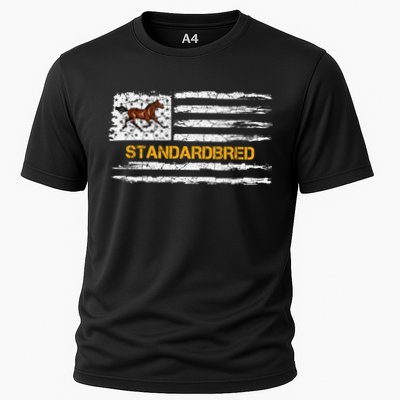 Vintage Usa American Flag Standardbred Horse Riding Lover Cool Gift Performance Shirt