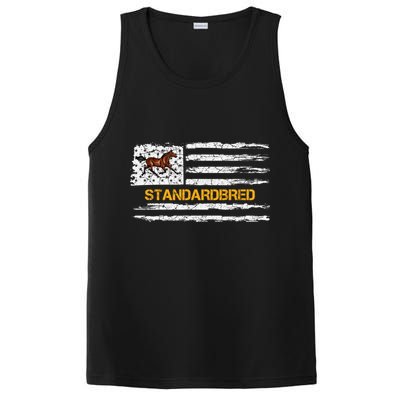 Vintage Usa American Flag Standardbred Horse Riding Lover Cool Gift PosiCharge Competitor Tank