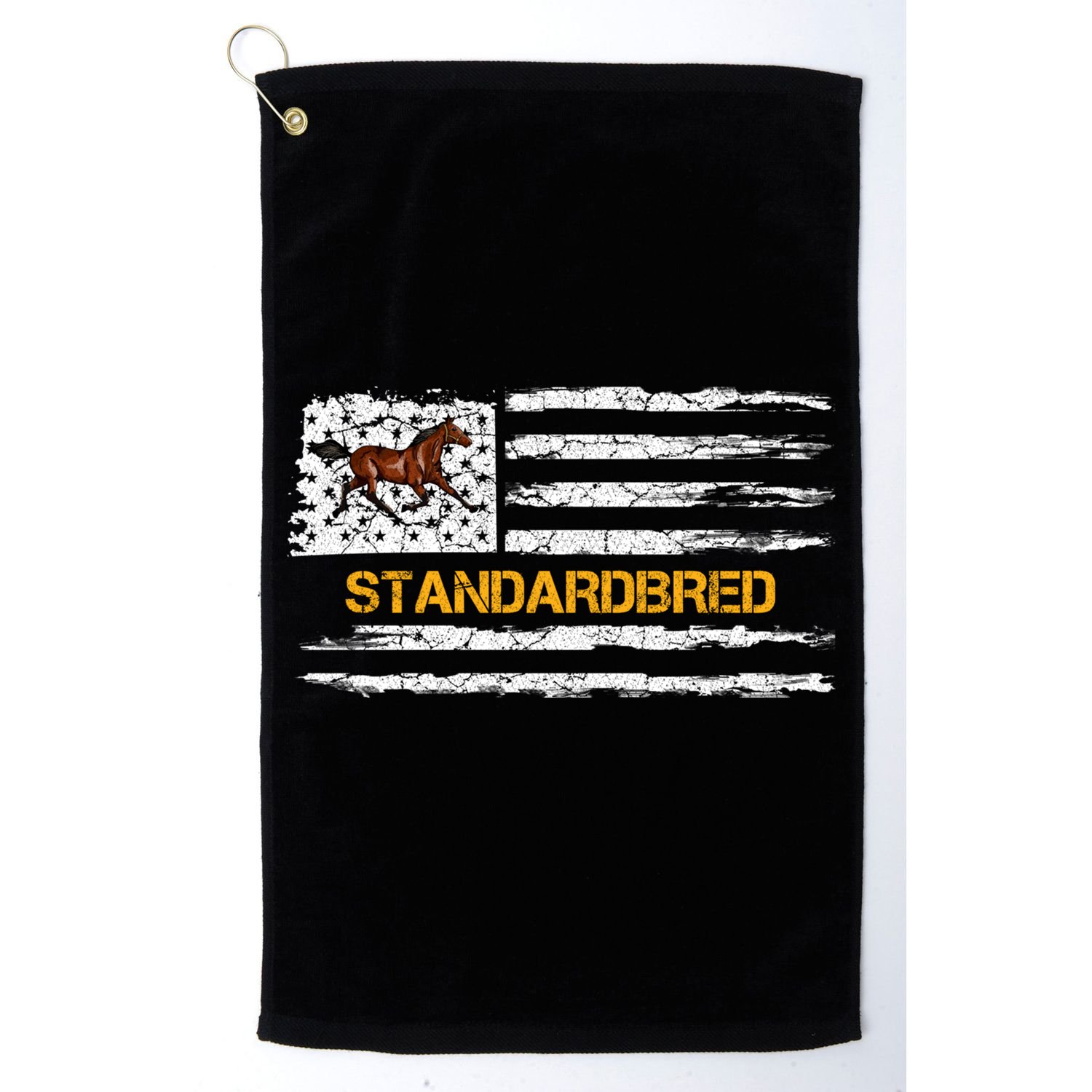 Vintage Usa American Flag Standardbred Horse Riding Lover Cool Gift Golf Towel