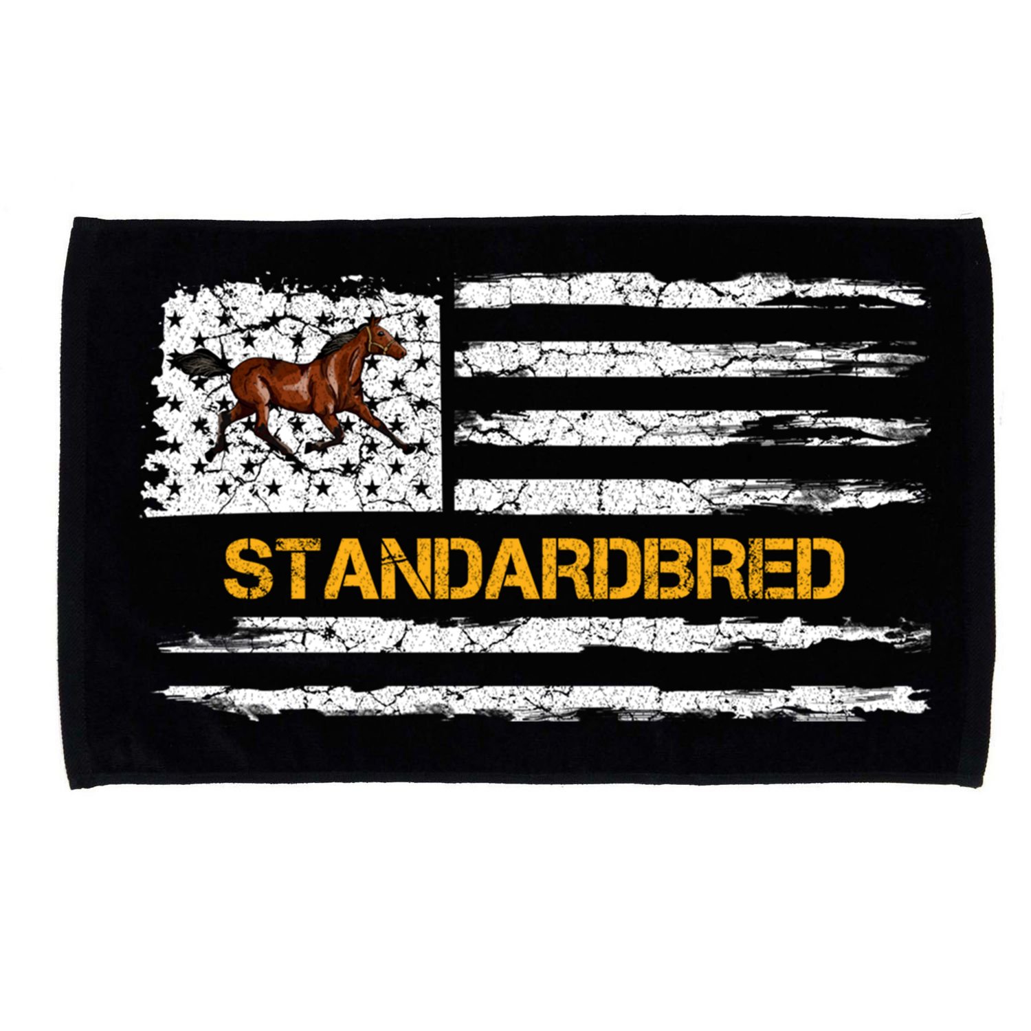 Vintage Usa American Flag Standardbred Horse Riding Lover Cool Gift Microfiber Hand Towel