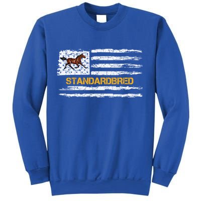 Vintage Usa American Flag Standardbred Horse Riding Lover Cool Gift Sweatshirt