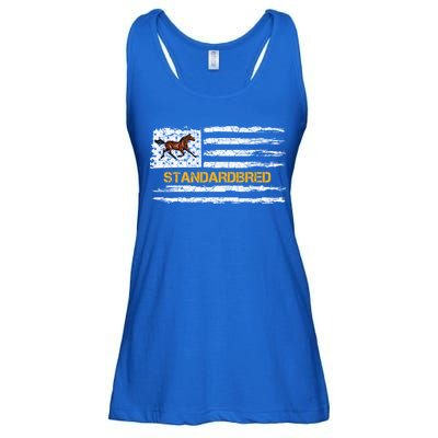 Vintage Usa American Flag Standardbred Horse Riding Lover Cool Gift Ladies Essential Flowy Tank