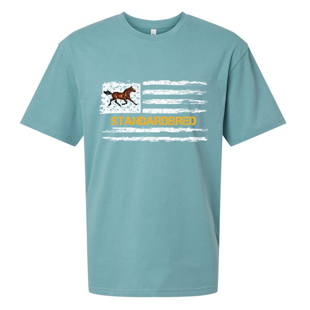Vintage Usa American Flag Standardbred Horse Riding Lover Cool Gift Sueded Cloud Jersey T-Shirt