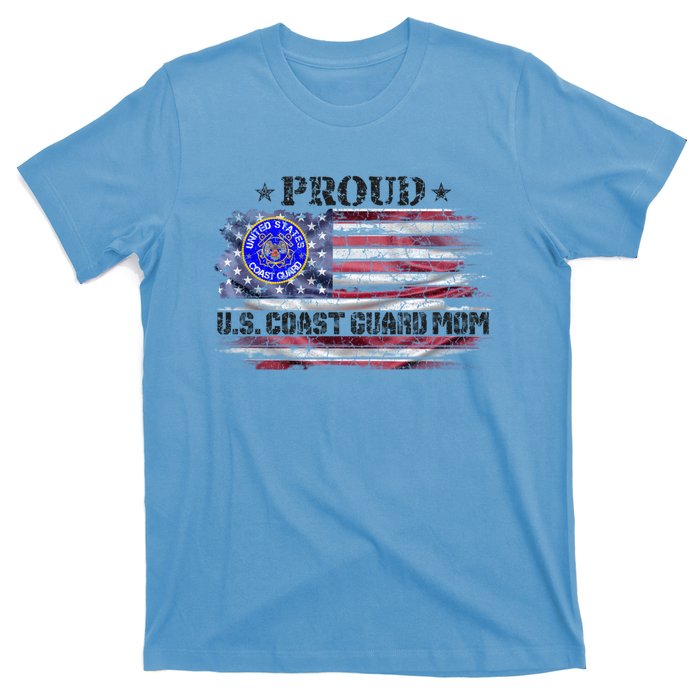 Vintage Usa American Flag Proud Us Coast Guard Veteran Mom Funny Gift T-Shirt