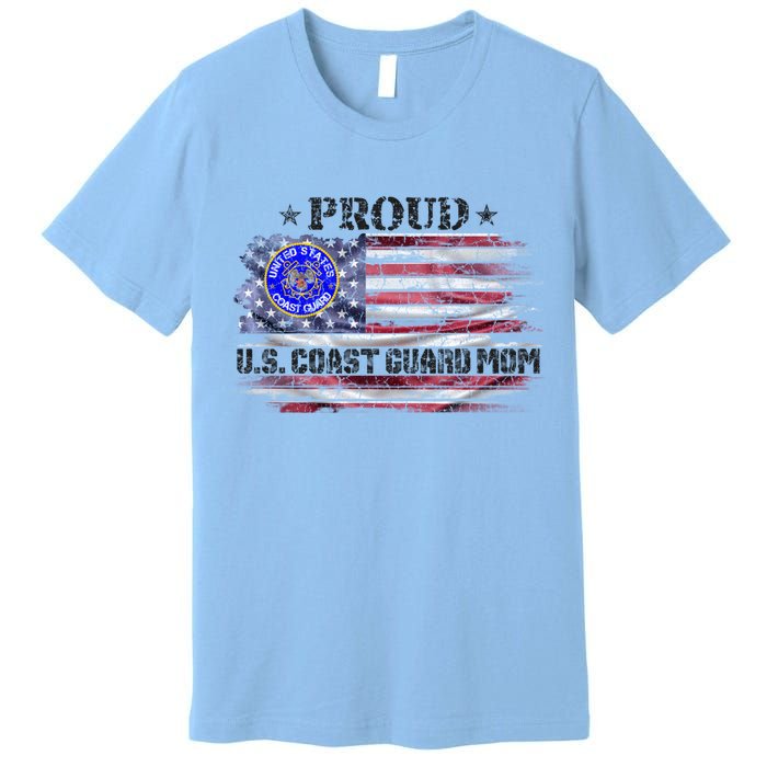 Vintage Usa American Flag Proud Us Coast Guard Veteran Mom Funny Gift Premium T-Shirt