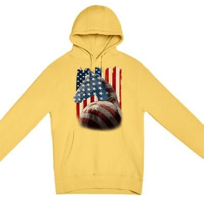 Vintage USA American Flag Horse Premium Pullover Hoodie