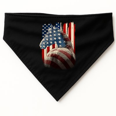 Vintage USA American Flag Horse USA-Made Doggie Bandana