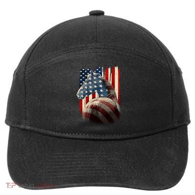 Vintage USA American Flag Horse 7-Panel Snapback Hat