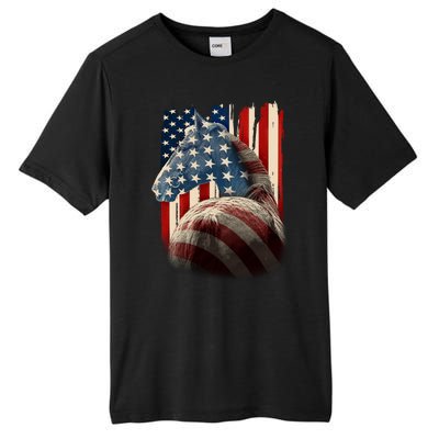 Vintage USA American Flag Horse Tall Fusion ChromaSoft Performance T-Shirt