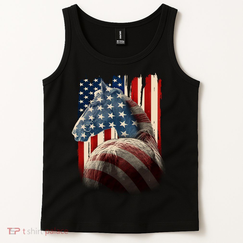 Vintage USA American Flag Horse Tank Top
