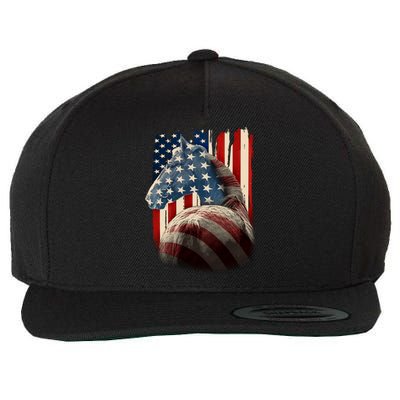 Vintage USA American Flag Horse Wool Snapback Cap