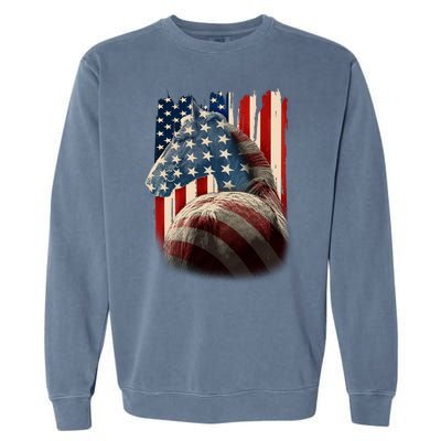 Vintage USA American Flag Horse Garment-Dyed Sweatshirt