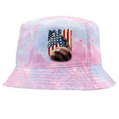 Vintage USA American Flag Horse Tie-Dyed Bucket Hat