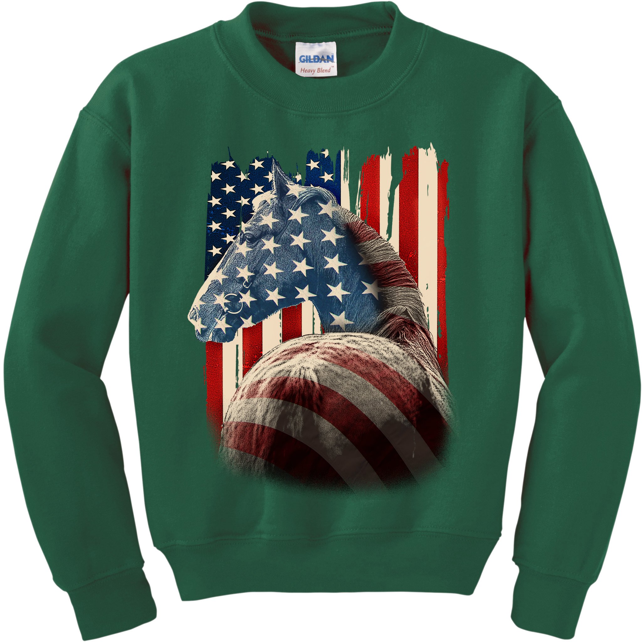 Vintage USA American Flag Horse Kids Sweatshirt