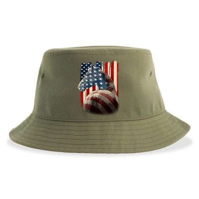 Vintage USA American Flag Horse Sustainable Bucket Hat