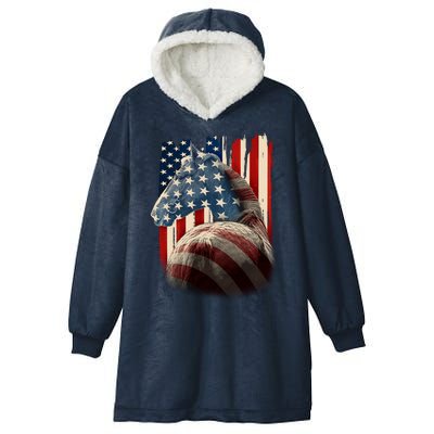 Vintage USA American Flag Horse Hooded Wearable Blanket