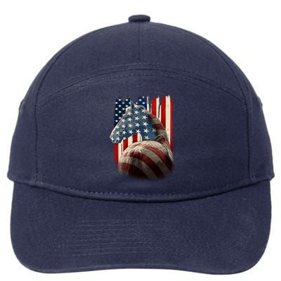 Vintage USA American Flag Horse 7-Panel Snapback Hat