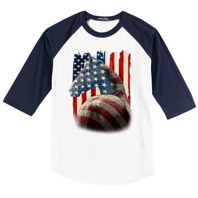 Vintage USA American Flag Horse Baseball Sleeve Shirt