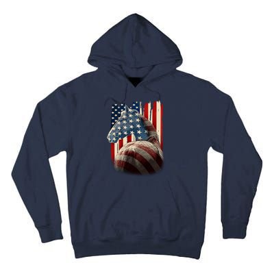 Vintage USA American Flag Horse Tall Hoodie