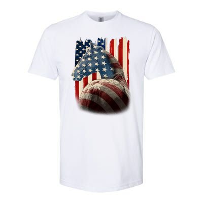 Vintage USA American Flag Horse Softstyle CVC T-Shirt