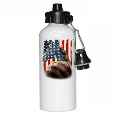 Vintage USA American Flag Horse Aluminum Water Bottle 