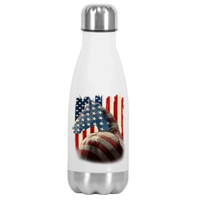 Vintage USA American Flag Horse Stainless Steel Insulated Water Bottle