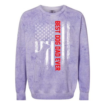 Vintage Usa American Flag Best Boxer Dog Dad Ever Silhouette Gift Colorblast Crewneck Sweatshirt