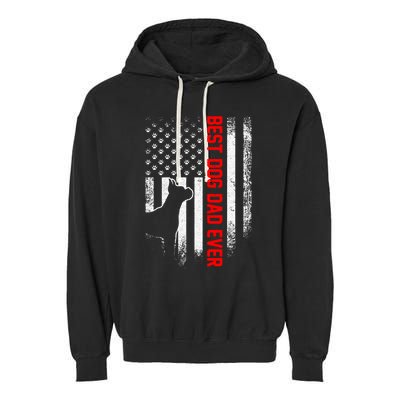 Vintage Usa American Flag Best Boxer Dog Dad Ever Silhouette Gift Garment-Dyed Fleece Hoodie