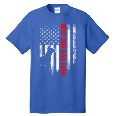 Vintage Usa American Flag Best Boxer Dog Dad Ever Silhouette Gift Tall T-Shirt