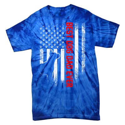 Vintage Usa American Flag Best Boxer Dog Dad Ever Silhouette Gift Tie-Dye T-Shirt