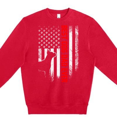 Vintage Usa American Flag Best Boxer Dog Dad Ever Silhouette Gift Premium Crewneck Sweatshirt